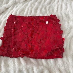 Edikted Red sequin mini skirt